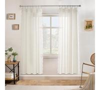 DriftAway Semi Sheer Scalloped Edge Linen Coastal Beach Window Curtains for Living Room Bedroom 2 Panels Rod Pocket Each Size 52 Inch by 72 Inch Pink