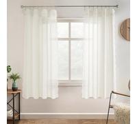 DriftAway Semi Sheer Scalloped Edge Linen Coastal Beach Window Curtains for Living Room Bedroom 2 Panels Rod Pocket Each Size 52 Inch by 63 Inch Pink