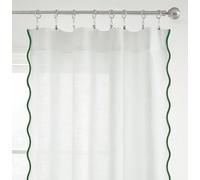 DriftAway Semi Sheer Scalloped Edge White Coastal Beach Window Curtains for Living Room Bedroom 2 Panels Rod Pocket Each Size 52 Inch by 84 Inch Loden Green