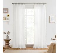 DriftAway Semi Sheer Scalloped Edge White Coastal Beach Window Curtains for Living Room Bedroom 2 Panels Rod Pocket Each Size 52 Inch by 90 Inch Taupe
