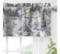 DriftAway Toile Linen Lined Valance Double Layer Thermal Room Darkening Blackout Window Valance Curtain for Kitchen Bathroom Farmhouse French Country Vintage Printed Pattern Single 52 x 14 Inch Navy