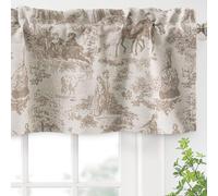 DriftAway Toile Linen Lined Valance Double Layer Thermal Room Darkening Blackout Window Valance Curtain for Kitchen Bathroom Farmhouse French Country Vintage Printed Pattern Single 52 x 14 Inch Beige