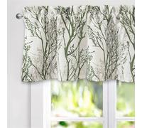 Driftaway Tree Branch Linen Lined Valance Double Layer Thermal Insulated Room Darkening Blackout Valances 3 Inch Rod Pocket Short Window Valance for Living Room Bathroom 52 Inch by 18 Inch Loden Green
