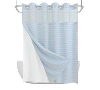 DRIFTED ROOT Elegant Shower Curtain Jacquard Water-Repellent with Snap-in Liner in Blue DRIFTED ROOT Blue