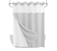 DRIFTED ROOT Elegant Shower Curtain Jacquard Water-Repellent with Snap-in Liner in Grey DRIFTED ROOT Grey