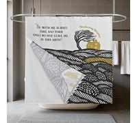 Drifted Root Wuthering Heights Literary Print Shower Curtain 72X72 In, Polycotton, Water-Repellent, Metal Hooks, Detachable Liner