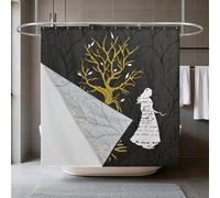 Drifted Root Wuthering Heights Literary Print Shower Curtain 72X72 In, Polycotton, Water-Repellent, Metal Hooks, Detachable Liner