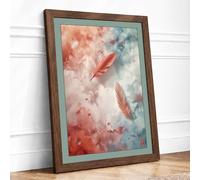 Drifting Feathers Minimalist Framed Wall Art Print A3 (42×29.7cm) Walnut, Wall Decor for Living Room, Bedroom, Office & Home, Ready to Hang, Art Gift