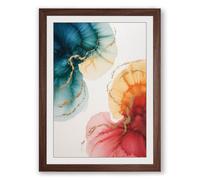 Drifting Jellyfish Coastal Framed Wall Art Print A2 (59.4×42cm) Walnut, Wall Decor for Living Room, Bedroom, Office & Home, Ready to Hang, Art Gift
