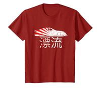 Drifting Race Car Japanese Drift Sports Auto Retro Import T-Shirt, Youth, Cranberry Red, X-Small