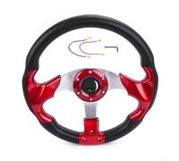Drifting Steering Wheel 13 Inch for Custom Car Build | High-quality PU leather, wear resistant texture, comfortable non-slip grip, long-lasting durability, stylish look(Red)
