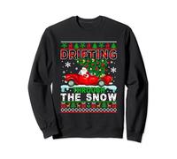 Drifting Through The Snow Santa Carrying Xmas Tree On Car Sweatshirt