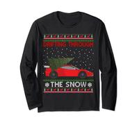 Drifting Through The Snow Ugly Christmas Sweater Tree Car Long Sleeve T-Shirt