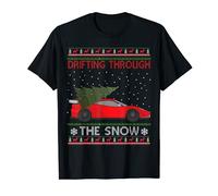Drifting Through The Snow Ugly Christmas Sweater Tree Car T-Shirt