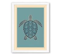 Drifting Turtle Coastal Framed Wall Art Print A1 (84.1×59.4cm) White, Wall Decor for Living Room, Bedroom, Office & Home, Ready to Hang, Art Gift