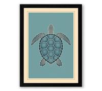 Drifting Turtle Coastal Framed Wall Art Print A2 (59.4×42cm) Black, Wall Decor for Living Room, Bedroom, Office & Home, Ready to Hang, Art Gift