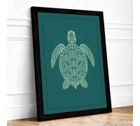 Drifting Turtle Japandi Framed Wall Art Print A2 (59.4×42cm) Black, Wall Decor for Living Room, Bedroom, Office & Home, Ready to Hang, Art Gift