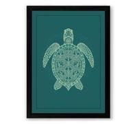 Drifting Turtle Japandi Framed Wall Art Print A3 (42×29.7cm) Black, Wall Decor for Living Room, Bedroom, Office & Home, Ready to Hang, Art Gift