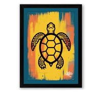 Drifting Turtle Modern Framed Wall Art Print A2 (59.4×42cm) Black, Wall Decor for Living Room, Bedroom, Office & Home, Ready to Hang, Art Gift
