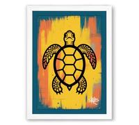 Drifting Turtle Modern Framed Wall Art Print A2 (59.4×42cm) White, Wall Decor for Living Room, Bedroom, Office & Home, Ready to Hang, Art Gift