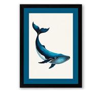 Drifting Whale Coastal Framed Wall Art Print A1 (84.1×59.4cm) Black, Wall Decor for Living Room, Bedroom, Office & Home, Ready to Hang, Art Gift