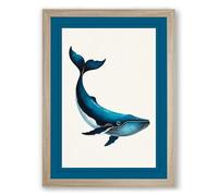 Drifting Whale Coastal Framed Wall Art Print A1 (84.1×59.4cm) Oak, Wall Decor for Living Room, Bedroom, Office & Home, Ready to Hang, Art Gift