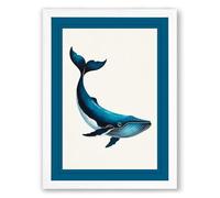 Drifting Whale Coastal Framed Wall Art Print A2 (59.4×42cm) White, Wall Decor for Living Room, Bedroom, Office & Home, Ready to Hang, Art Gift