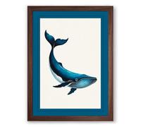 Drifting Whale Coastal Framed Wall Art Print A3 (42×29.7cm) Walnut, Wall Decor for Living Room, Bedroom, Office & Home, Ready to Hang, Art Gift