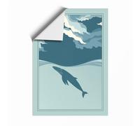 Drifting Whale Coastal Unframed Wall Art Print A1 (84.1×59.4cm), Wall Decor for Living Room, Bedroom, Office & Home, Art Gift