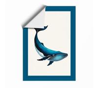 Drifting Whale Coastal Unframed Wall Art Print A3 (42×29.7cm), Wall Decor for Living Room, Bedroom, Office & Home, Art Gift