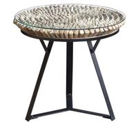 Driftwood Round Lamp Table - Glass Top