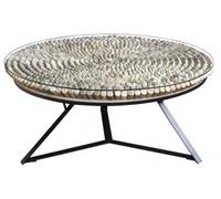 Driftwood Round Large Coffee Table - Glass Top
