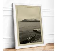 Driftwood Shore Minimalist Framed Wall Art Print A1 (84.1×59.4cm) White, Wall Decor for Living Room, Bedroom, Office & Home, Ready to Hang, Art Gift