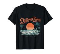 Driftwood Shores California Sunset Beach Scene Value Graphic T-Shirt, Men, Black, XL