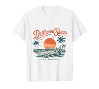Driftwood Shores California Sunset Beach Scene Value Graphic T-Shirt, Men, White, XL