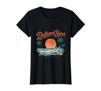 Driftwood Shores California Sunset Beach Scene Value Graphic T-Shirt, Women, Black, S