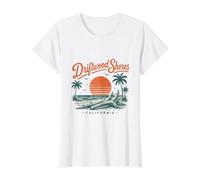 Driftwood Shores California Sunset Beach Scene Value Graphic T-Shirt, Women, White, M