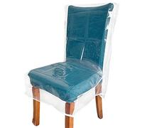 Drihara 6 Pack Plastic Chair Covers, Clear Dining Room Chairs Cover Set, Transparent Waterproof Seat Protector from Cat Scratch, Dust, Spill, Pet Hair and Easy Clean