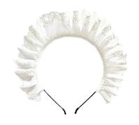 Driibubur Delicate Headband Elegant Hollow Out Pattern Pleated Laces Hair Hoop Party Headpiece Cosplay Costume Props for Women headband maid headband white color pleated lace headbands for