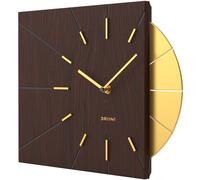 Driini Modern Mid Century Wood Square Analog Clock - Silent Sweep Movement - Solid Wooden Frame (Wood)
