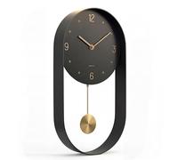 Driini Modern Pendulum Wall Clock - Decorative and Unique Metal Frame, with 8 Inch Face - Contemporary, Minimalist Design, with Silent Battery Operation - Includes Both Black and Gold Pendelum