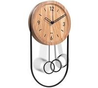 Driini Modern Wooden Pendulum Clock (Black) (Light Wood)