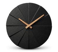 Driini Staircase Modern Wall Clock - Unique 11.2 in. Frameless Concrete Design - Contemporary, Minimalist Decor; No Numbers - Silent Battery Operated Clocks with Decorative Wooden Hands; Black