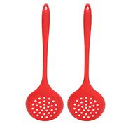 DriKou 2Pcs Silicone Slotted Spoon, Multifunction Soft Food Grade Silicone High Temperature Kitchen Ladle Strainer