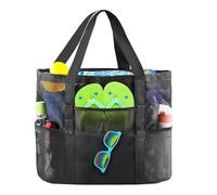DriKou Mesh Beach Bag Family Large Pool Swim Bag with Zippered Pocket for Toys Vacation Essentials Multipurpose