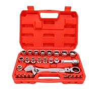 DriKou Pass Through Socket Set 3/8 1/2 Inch Drive Sockets 72 Tooth Reversible Wrench Tool Kit for Hex Square Spline Low Profile Design for Tight Spaces