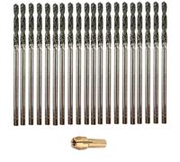 Drilax 2mm Diamond Drill Bits 20 Pcs Glass Drill Bit Set Compatible with Dremel Drill Bits - Collets Included for Drilling Sea Glass, Seashells, Gems Stones