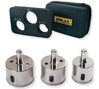 Drilax 3-Pc Diamond Hole Saw Set | 38mm, 45mm, 50mm Sizes | Extra Deep for 3cm Countertops | Includes Case & Guide | For Granite, Glass, Tile, Stone