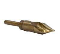 Drill America 1-3/8" Cobalt Stepped Drill Bit with 1/2" Reduced 3-Flat Shank, Gold Oxide Finish for Drilling Acrylic, Steel, Hard Metals, GSC Series