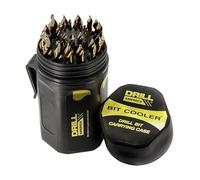 Drill America 29 Piece Cobalt Stepped Point Drill Bit Set in Round Case w/Gold Oxide Finish for Drilling Acrylic, Steel, Hard Metals, Sizes 1/16" to 1/2" x 64ths, GSC Series GSC29J-PC